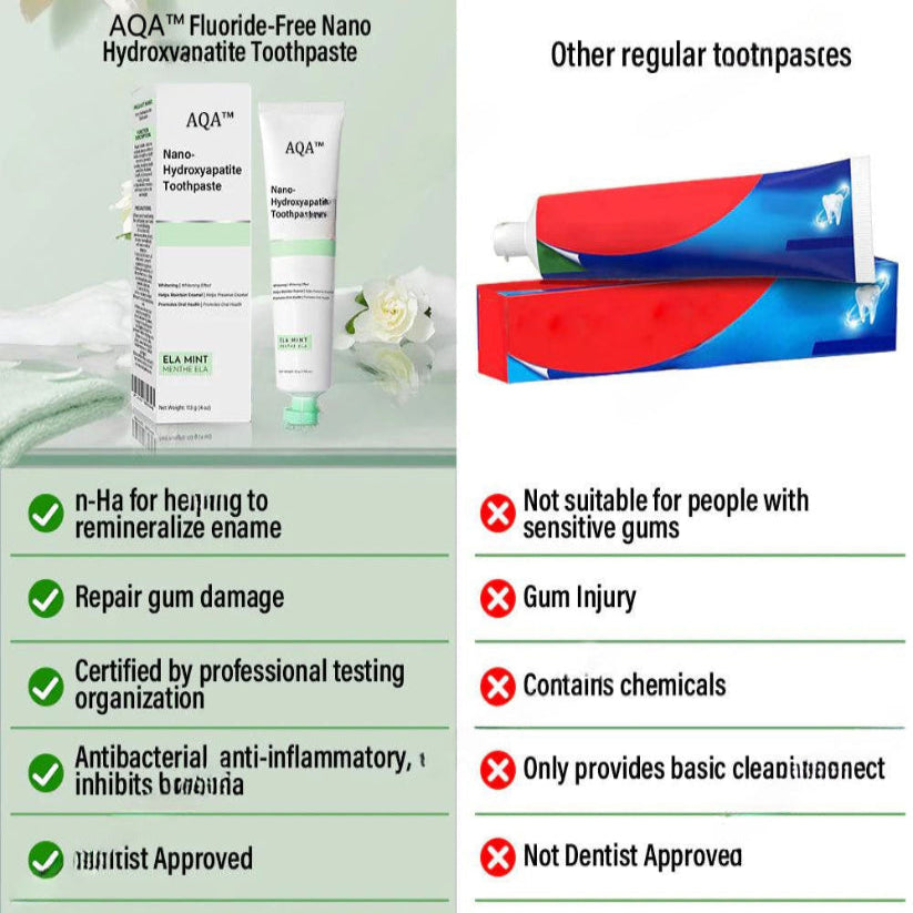 ✅Official Store | AQA™ Fluoride-Free Nano Hydroxyapatite Toothpaste 🦷Obtain American Dental Association (ADA) Certification(Helps remineralize teeth, repair cavities, treat periodontitis and mouth ulcers, and restore gum recession)